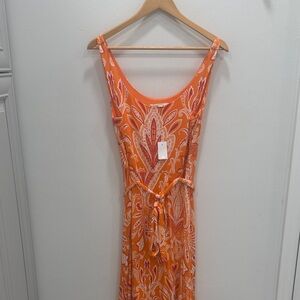 LOFT Orange Paisley Maxi Dress